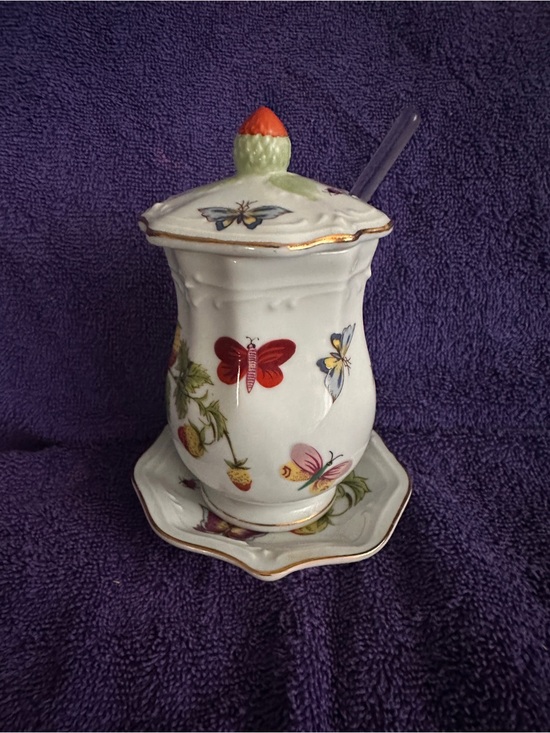 None Other - Vintage Lenwile Ardalt Springtime Jam Jar, Plate and Spoon